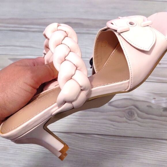 (68-2244) Coutgo Women's Braided Sandals Open Toe Kitten Heels Sz 5 - Picture 6 of 11